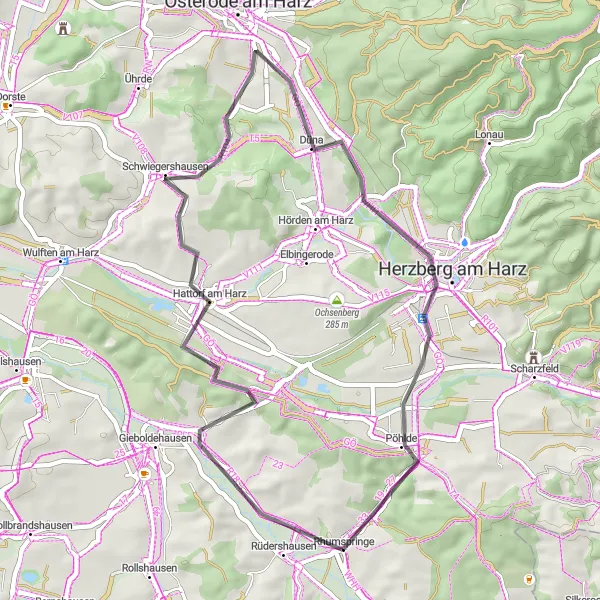 Karten-Miniaturansicht der Radinspiration "Aussichtsreiche Harzrunde" in Braunschweig, Germany. Erstellt vom Tarmacs.app-Routenplaner für Radtouren