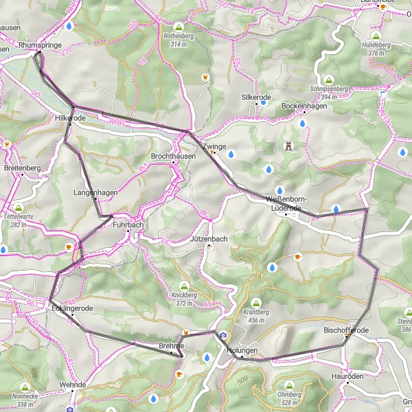 Map miniature of "The Hidden Gems of Southern Harz" cycling inspiration in Braunschweig, Germany. Generated by Tarmacs.app cycling route planner