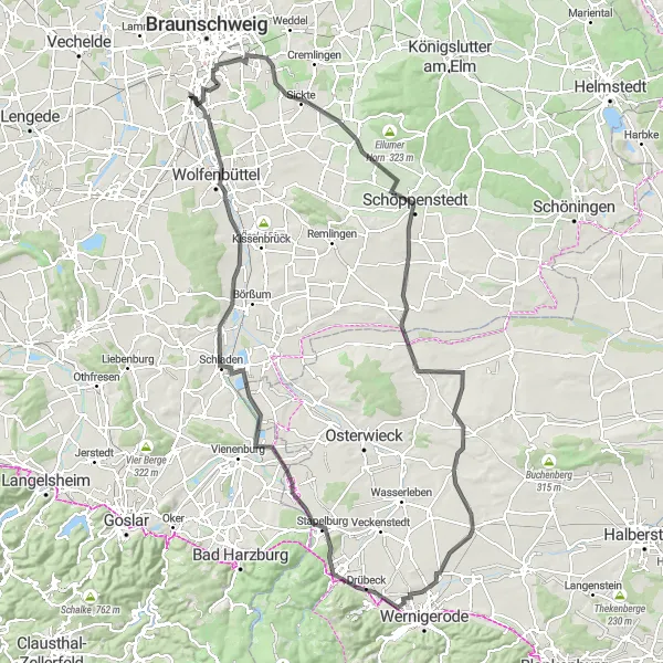 Map miniature of "The Serene Sickte Cycling Route" cycling inspiration in Braunschweig, Germany. Generated by Tarmacs.app cycling route planner