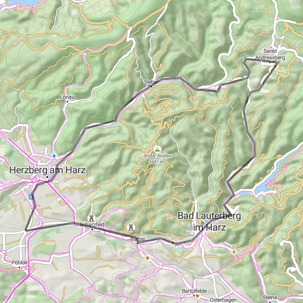 Karten-Miniaturansicht der Radinspiration "Road-Tour entlang des Harzes" in Braunschweig, Germany. Erstellt vom Tarmacs.app-Routenplaner für Radtouren