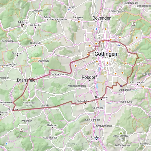 Karten-Miniaturansicht der Radinspiration "Gravelroute Hengelsberg-Scheden" in Braunschweig, Germany. Erstellt vom Tarmacs.app-Routenplaner für Radtouren
