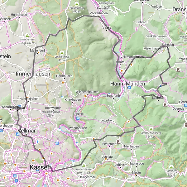 Karten-Miniaturansicht der Radinspiration "Straßentour nach Hemeln" in Braunschweig, Germany. Erstellt vom Tarmacs.app-Routenplaner für Radtouren