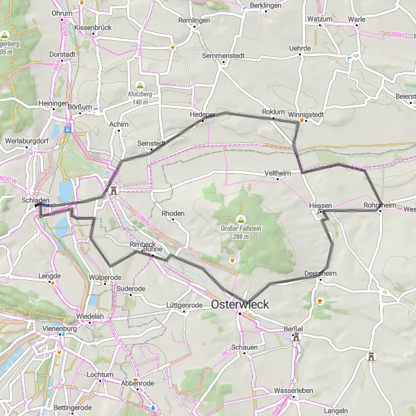 Map miniature of "Scenic Countryside Ride" cycling inspiration in Braunschweig, Germany. Generated by Tarmacs.app cycling route planner