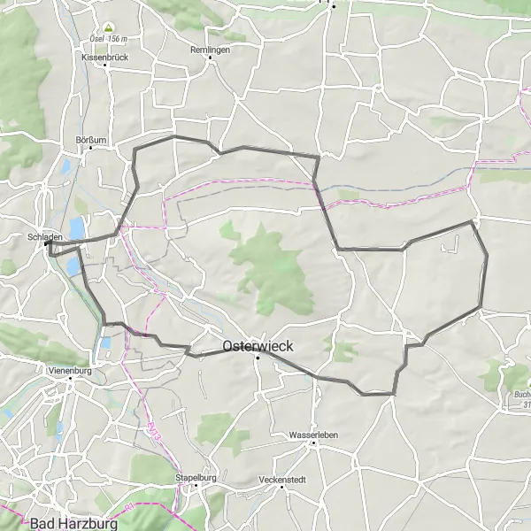 Map miniature of "Hedeper Loop" cycling inspiration in Braunschweig, Germany. Generated by Tarmacs.app cycling route planner