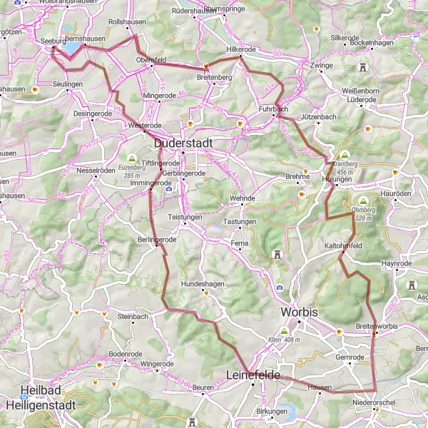 Karten-Miniaturansicht der Radinspiration "Gravelrunde um Seeburg" in Braunschweig, Germany. Erstellt vom Tarmacs.app-Routenplaner für Radtouren