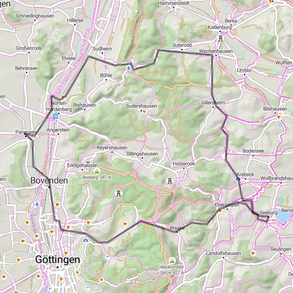 Karten-Miniaturansicht der Radinspiration "Göttingen und Umgebung" in Braunschweig, Germany. Erstellt vom Tarmacs.app-Routenplaner für Radtouren