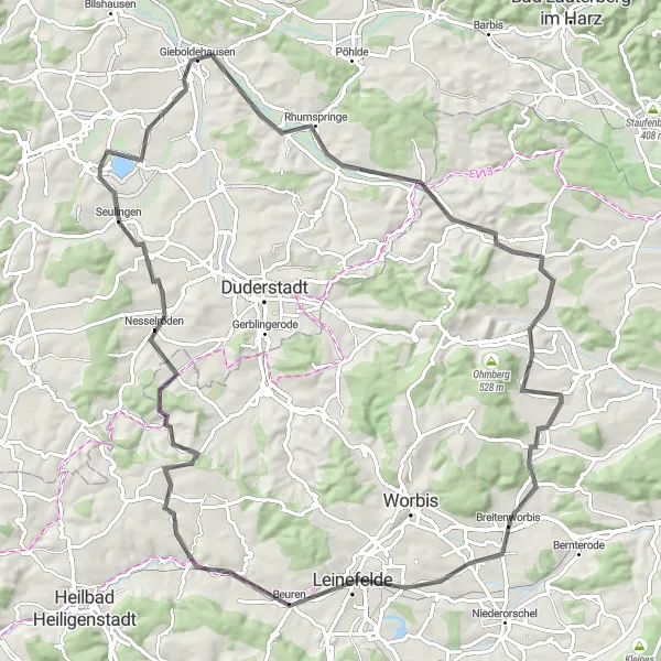 Map miniature of "Challenging Road Cycling Route with Historical Highlights" cycling inspiration in Braunschweig, Germany. Generated by Tarmacs.app cycling route planner