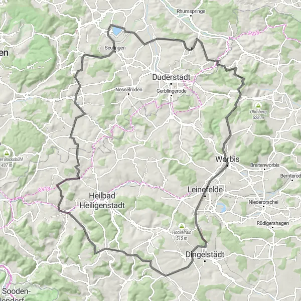 Map miniature of "Roads and Ridges" cycling inspiration in Braunschweig, Germany. Generated by Tarmacs.app cycling route planner