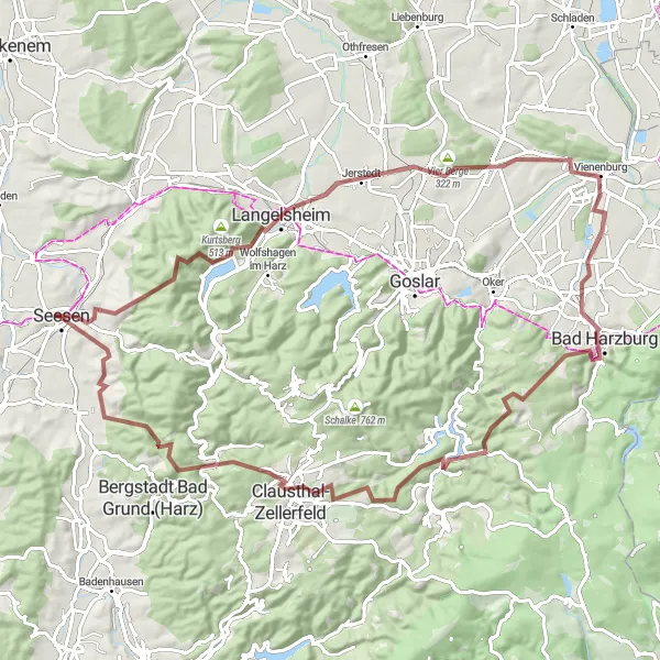 Map miniature of "Nature and History Gravel Ride" cycling inspiration in Braunschweig, Germany. Generated by Tarmacs.app cycling route planner