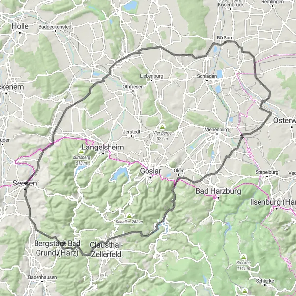 Map miniature of "Harz Mountain Challenge" cycling inspiration in Braunschweig, Germany. Generated by Tarmacs.app cycling route planner