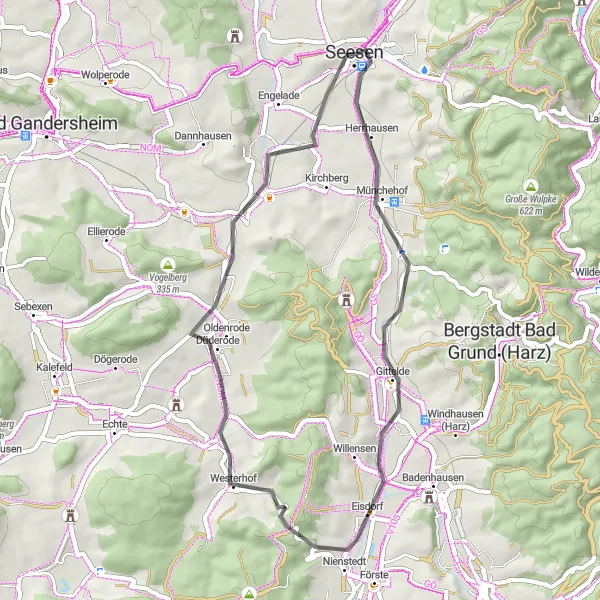 Map miniature of "Seesen Highlights" cycling inspiration in Braunschweig, Germany. Generated by Tarmacs.app cycling route planner