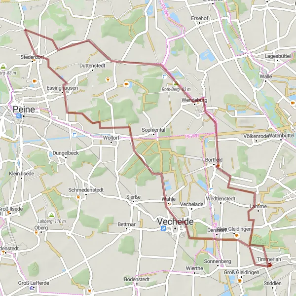 Map miniature of "Scenic Gravel Tour" cycling inspiration in Braunschweig, Germany. Generated by Tarmacs.app cycling route planner