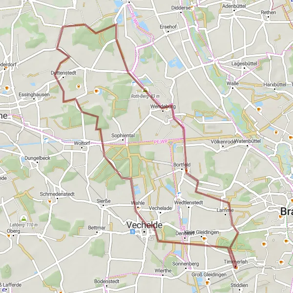 Map miniature of "The Gravel Adventure" cycling inspiration in Braunschweig, Germany. Generated by Tarmacs.app cycling route planner