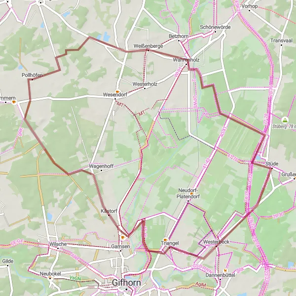 Map miniature of "Countryside Gravel Loop" cycling inspiration in Braunschweig, Germany. Generated by Tarmacs.app cycling route planner