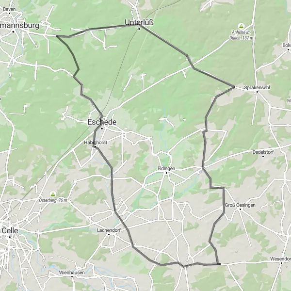 Map miniature of "Discover Ahnsbeck" cycling inspiration in Braunschweig, Germany. Generated by Tarmacs.app cycling route planner