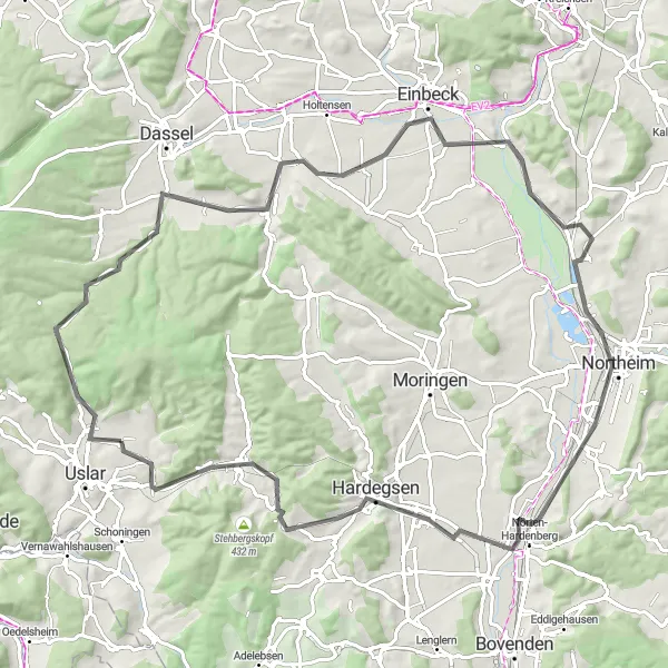 Map miniature of "Eschershausen Loop" cycling inspiration in Braunschweig, Germany. Generated by Tarmacs.app cycling route planner