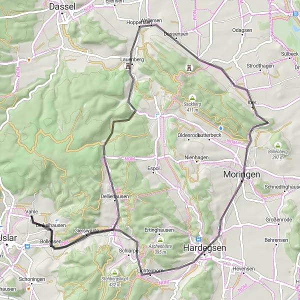 Map miniature of "Hilltop Adventure" cycling inspiration in Braunschweig, Germany. Generated by Tarmacs.app cycling route planner