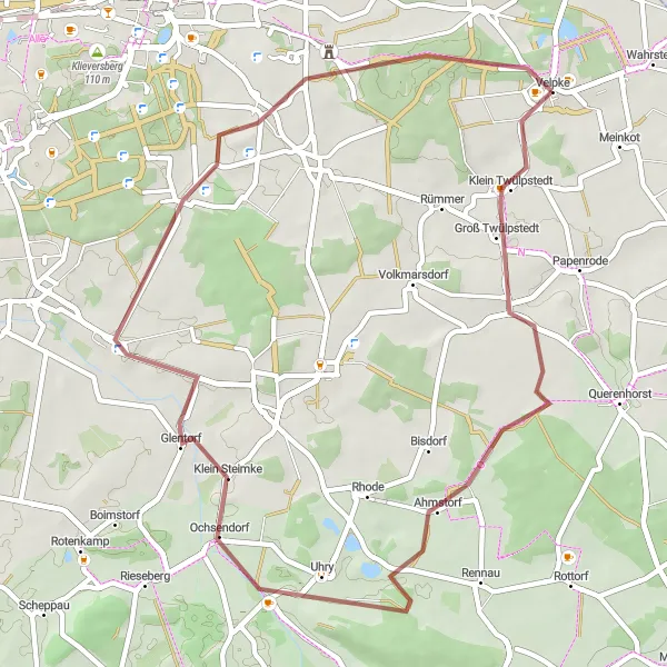 Map miniature of "Scenic Gravel Loop" cycling inspiration in Braunschweig, Germany. Generated by Tarmacs.app cycling route planner