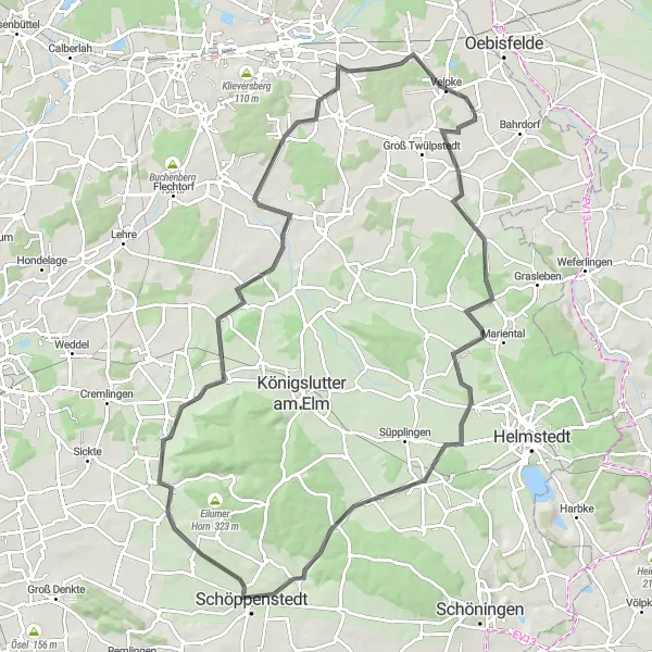 Karten-Miniaturansicht der Radinspiration "Road-Tour durch die hügelige Region" in Braunschweig, Germany. Erstellt vom Tarmacs.app-Routenplaner für Radtouren