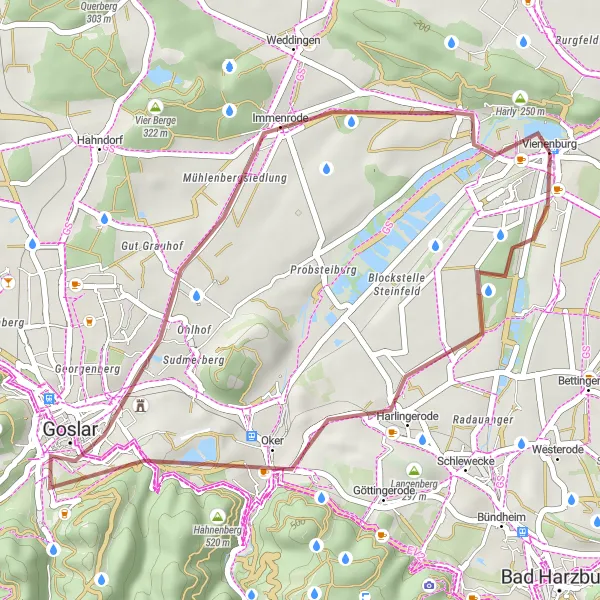 Karten-Miniaturansicht der Radinspiration "Gravel-Abenteuer um Vienenburg" in Braunschweig, Germany. Erstellt vom Tarmacs.app-Routenplaner für Radtouren