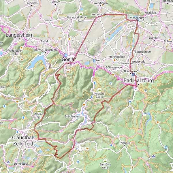 Map miniature of "Vienenburg Horn Route" cycling inspiration in Braunschweig, Germany. Generated by Tarmacs.app cycling route planner