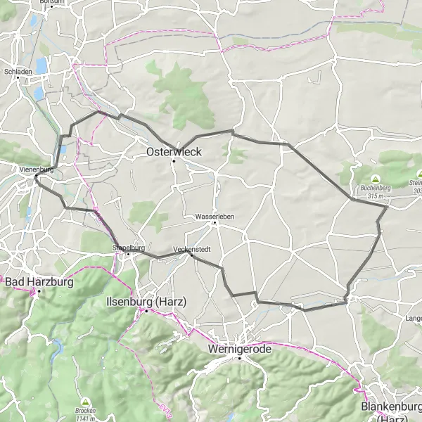 Map miniature of "Historical Exploration" cycling inspiration in Braunschweig, Germany. Generated by Tarmacs.app cycling route planner