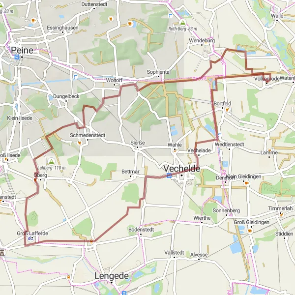 Karten-Miniaturansicht der Radinspiration "Idyllische Landschaften des Landkreises Helmstedt" in Braunschweig, Germany. Erstellt vom Tarmacs.app-Routenplaner für Radtouren