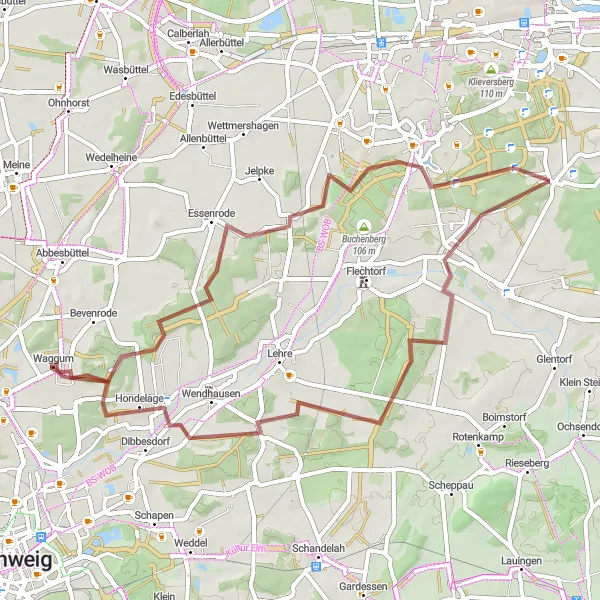 Map miniature of "Countryside Adventure" cycling inspiration in Braunschweig, Germany. Generated by Tarmacs.app cycling route planner