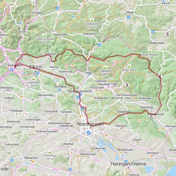 Map miniature of "Off-Road Adventure in the Harz Wilderness" cycling inspiration in Braunschweig, Germany. Generated by Tarmacs.app cycling route planner