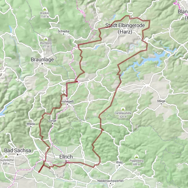 Karten-Miniaturansicht der Radinspiration "Erkundungstour durch den Harz" in Braunschweig, Germany. Erstellt vom Tarmacs.app-Routenplaner für Radtouren