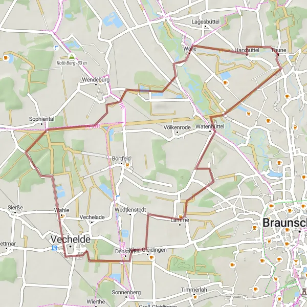Karten-Miniaturansicht der Radinspiration "Lammer Berg und Umgebung" in Braunschweig, Germany. Erstellt vom Tarmacs.app-Routenplaner für Radtouren