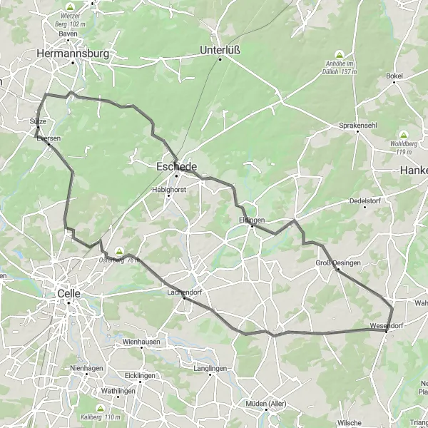 Karten-Miniaturansicht der Radinspiration "Ummern Panorama Strecke" in Braunschweig, Germany. Erstellt vom Tarmacs.app-Routenplaner für Radtouren
