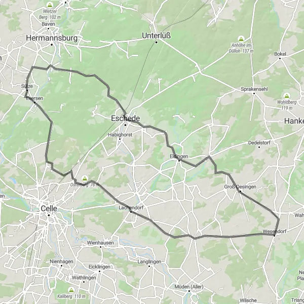 Map miniature of "Ultimate Braunschweig Challenge" cycling inspiration in Braunschweig, Germany. Generated by Tarmacs.app cycling route planner