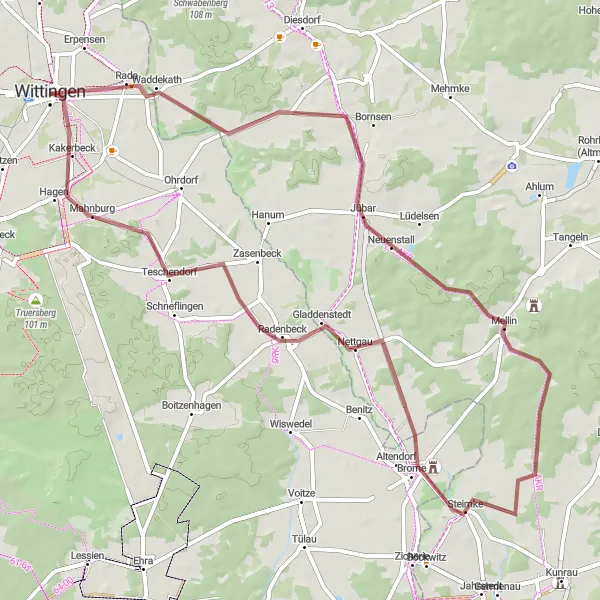 Karten-Miniaturansicht der Radinspiration "Jübar-Rundkurs" in Braunschweig, Germany. Erstellt vom Tarmacs.app-Routenplaner für Radtouren