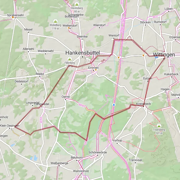 Karten-Miniaturansicht der Radinspiration "Darrigsdorf-Rundkurs" in Braunschweig, Germany. Erstellt vom Tarmacs.app-Routenplaner für Radtouren