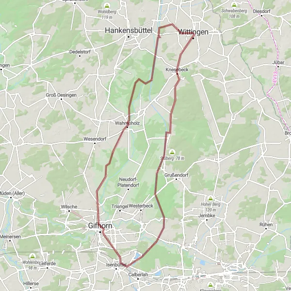 Karten-Miniaturansicht der Radinspiration "Gifhorner Rundweg" in Braunschweig, Germany. Erstellt vom Tarmacs.app-Routenplaner für Radtouren