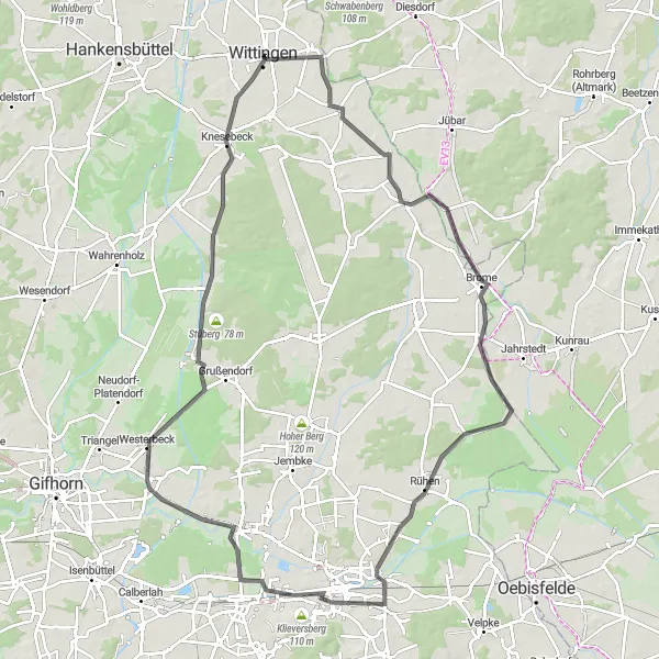 Karten-Miniaturansicht der Radinspiration "Bromer Tour" in Braunschweig, Germany. Erstellt vom Tarmacs.app-Routenplaner für Radtouren