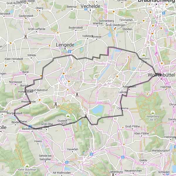 Map miniature of "Heartland Tour" cycling inspiration in Braunschweig, Germany. Generated by Tarmacs.app cycling route planner