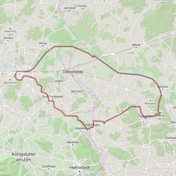 Map miniature of "Wolfsburg Gravel Adventure" cycling inspiration in Braunschweig, Germany. Generated by Tarmacs.app cycling route planner