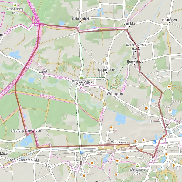 Map miniature of "Short and Scenic" cycling inspiration in Braunschweig, Germany. Generated by Tarmacs.app cycling route planner