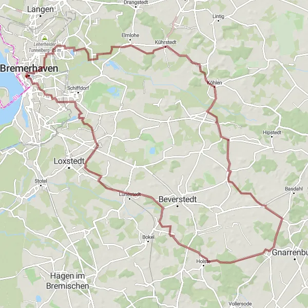 Map miniature of "Scenic Bremen Gravel Loop" cycling inspiration in Bremen, Germany. Generated by Tarmacs.app cycling route planner