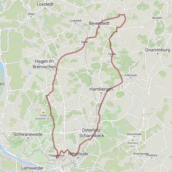 Karten-Miniaturansicht der Radinspiration "Erkundungstour im Geestland" in Bremen, Germany. Erstellt vom Tarmacs.app-Routenplaner für Radtouren