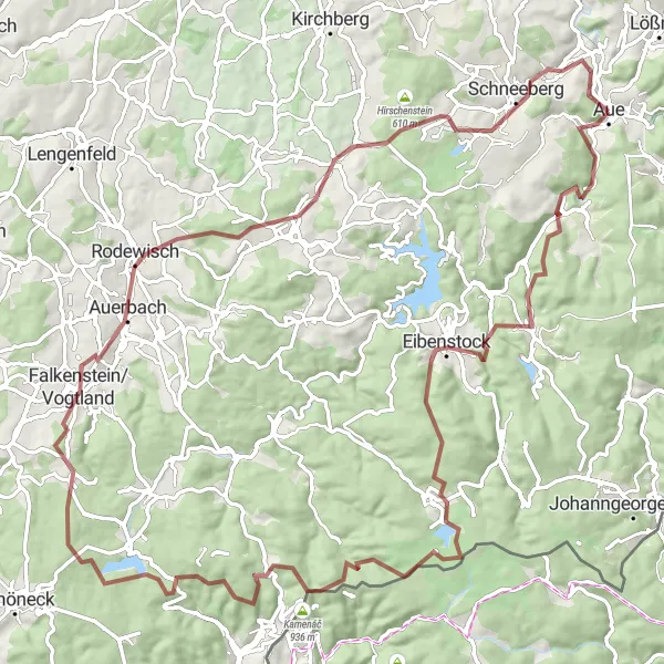 Karten-Miniaturansicht der Radinspiration "Abenteuerliche Gravel-Tour durch das Erzgebirge" in Chemnitz, Germany. Erstellt vom Tarmacs.app-Routenplaner für Radtouren