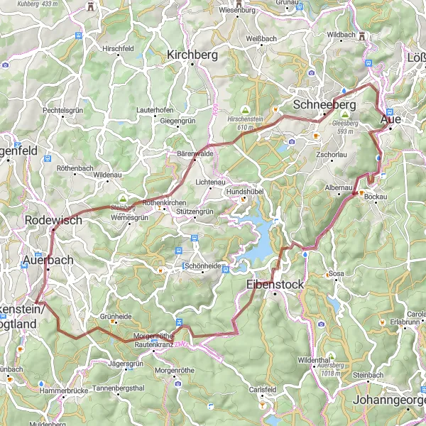 Karten-Miniaturansicht der Radinspiration "Naturerlebnis im Erzgebirge" in Chemnitz, Germany. Erstellt vom Tarmacs.app-Routenplaner für Radtouren