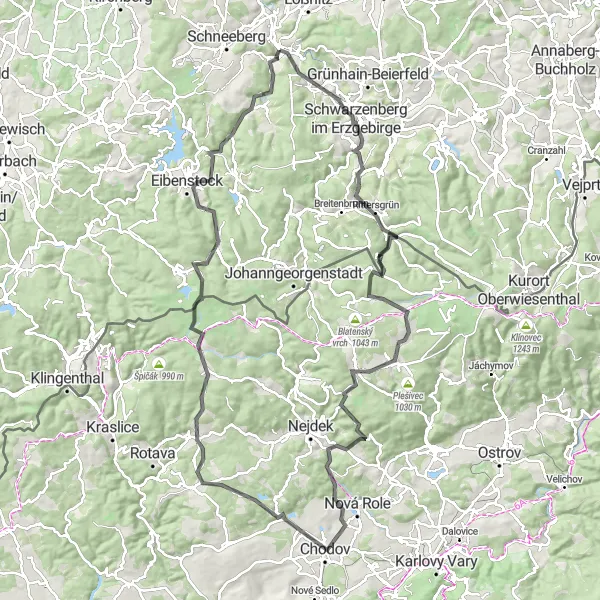 Karten-Miniaturansicht der Radinspiration "Rundfahrt um Aue und Umgebung" in Chemnitz, Germany. Erstellt vom Tarmacs.app-Routenplaner für Radtouren