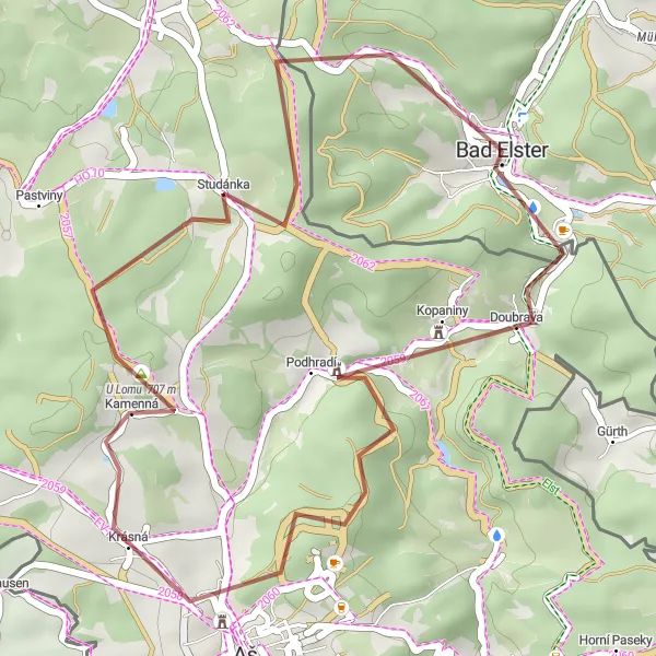 Map miniature of "Ride to Studánecký vrch" cycling inspiration in Chemnitz, Germany. Generated by Tarmacs.app cycling route planner