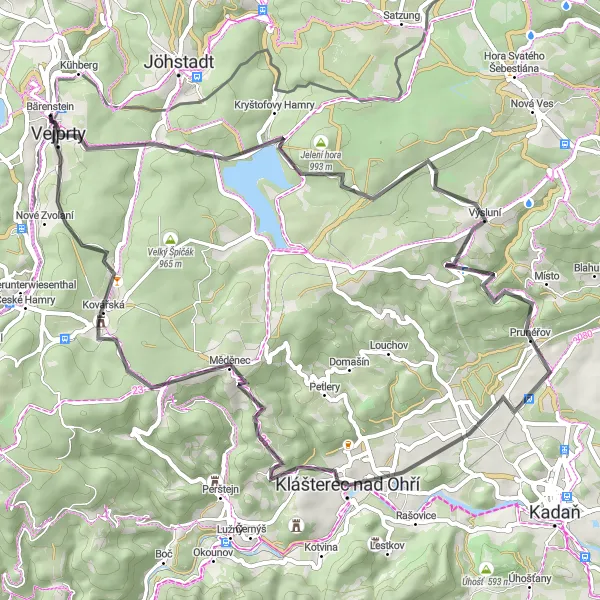 Map miniature of "Scenic Road Tour to Místo" cycling inspiration in Chemnitz, Germany. Generated by Tarmacs.app cycling route planner