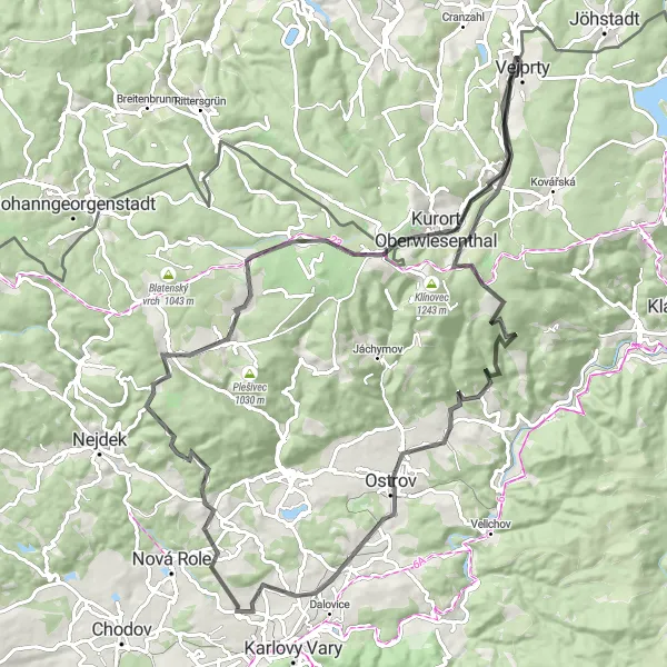 Map miniature of "The Ultimate Road Adventure" cycling inspiration in Chemnitz, Germany. Generated by Tarmacs.app cycling route planner