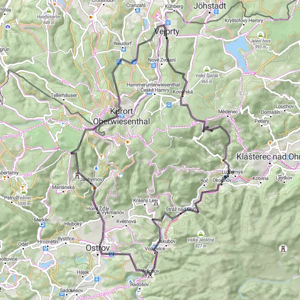 Map miniature of "Bärenstein Road Challenge" cycling inspiration in Chemnitz, Germany. Generated by Tarmacs.app cycling route planner