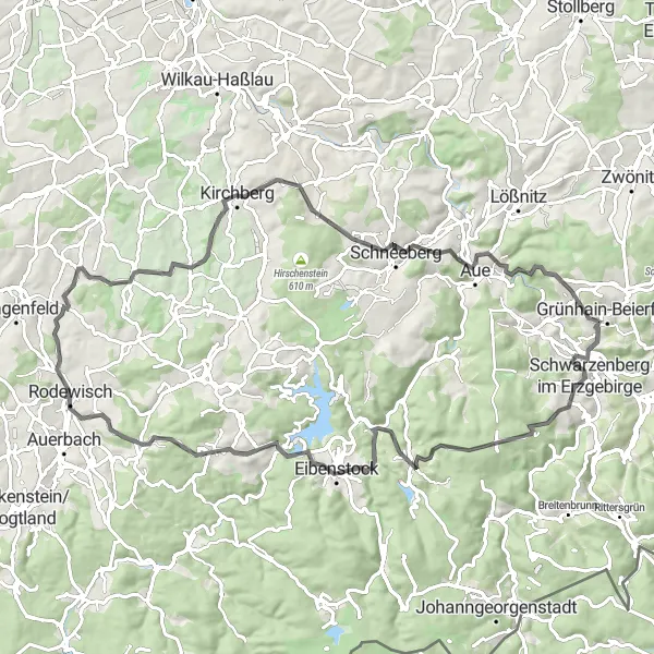 Map miniature of "Chemnitz Hill Challenge" cycling inspiration in Chemnitz, Germany. Generated by Tarmacs.app cycling route planner